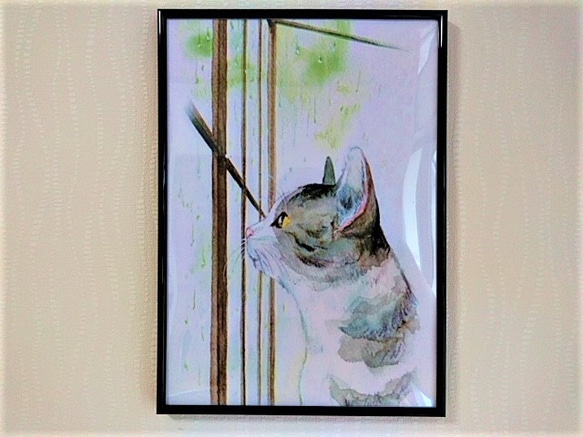 イラストフレーム壁掛けA4版「ネコの横顔」 1枚目の画像