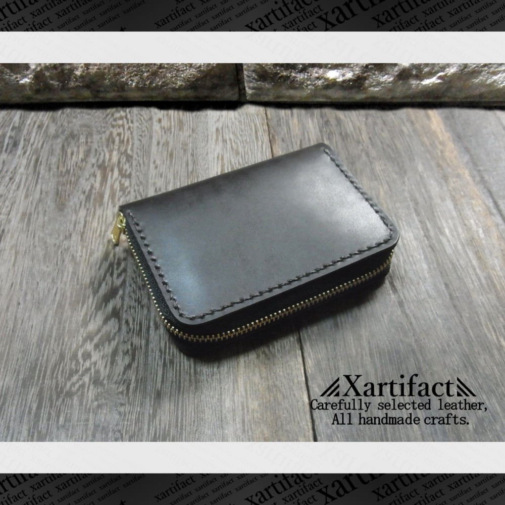 【フルカラーオーダー】クレイトン社製ワックスコードバン(４色)×内装(４種類)ファスナー式コインケース【総手縫い】