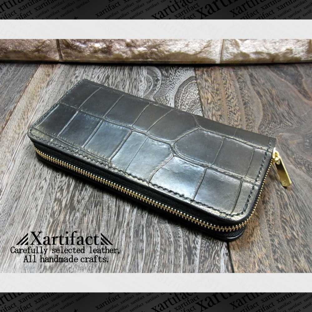 【フルカラーオーダー】ナイルクロコダイル(オリジナル染め)×内装(４種類)ラウンドファスナー長財布【総手縫い】