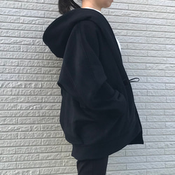 カシミヤウール100% で作ったゆったりオーバーサイズのフーデットコート♡【総裏付き】新色ブラック /2点限定！ 4枚目の画像