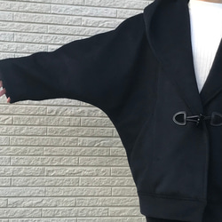 カシミヤウール100% で作ったゆったりオーバーサイズのフーデットコート♡【総裏付き】新色ブラック /2点限定！ 6枚目の画像