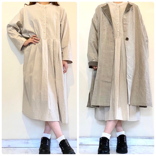 リネンコットンワンピース シンプル(生成り) ワンピース