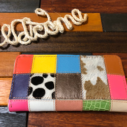レザーパッチワーク 長財布☆ 長財布 wakaba 通販 8552053｜Creema