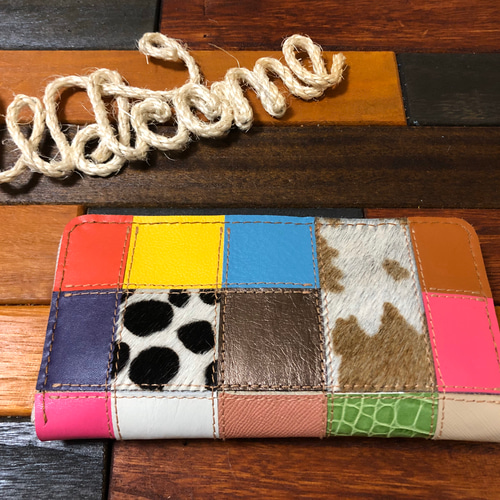 レザーパッチワーク 長財布☆ 長財布 wakaba 通販 8552053｜Creema