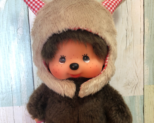 722モンチッチ S サイズ うさぎ頭巾 ぬいぐるみ amedamatoys