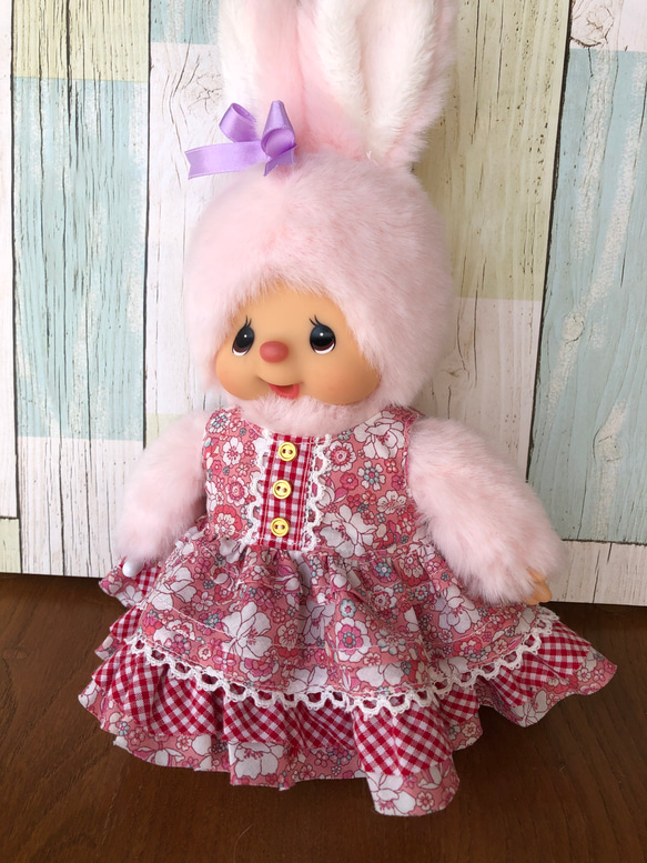 チムチムSサイズ チムたん顔のワンピース着たチムたん＋ボンボン持った チャムちゃん、チムたん S サイズ ワンピース ぬいぐるみ