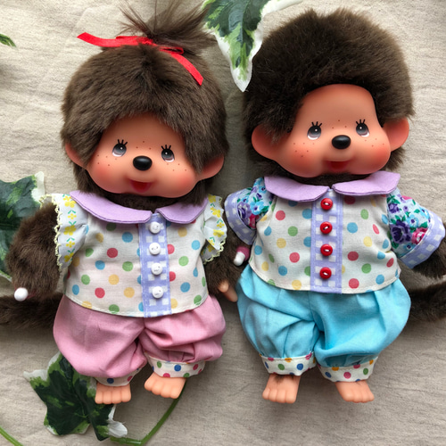 今日セール中　モンチッチ ぬいぐるみ パステルカラーオリジナルヴィンテージ ペア販売】モンチッチ (S) サイズ パステルカラーのお出かけ