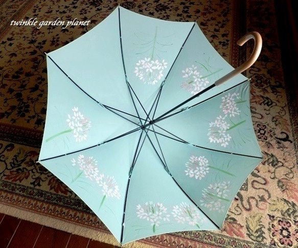 【晴雨兼用傘】手描き染め 春さんぽ 1枚目の画像