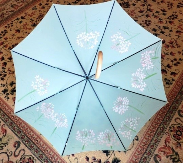 【晴雨兼用傘】手描き染め 春さんぽ 3枚目の画像