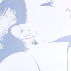 記念セール☆starシリーズ☆ターコイズブルーのシンプルkirakira土星のピアスorイヤリング 4枚目の画像