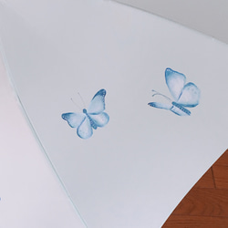 送料無料【晴雨兼用傘】手描き・幸せの蝶々ミントグリーン 3枚目の画像