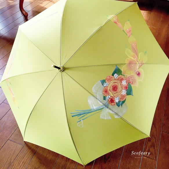送料無料【晴雨兼用傘】手描き薔薇の花束を。。 1枚目の画像