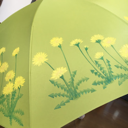 【晴雨兼用傘UV】手描き・たんぽぽの気分♡グリーン 7枚目の画像