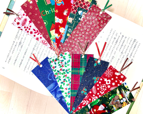 しおり ブックマーカー❁クリスマス柄 ベッツィスター(ブルー