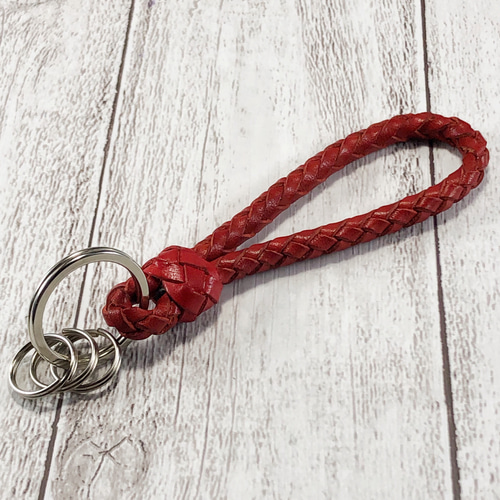 本革ヌメ 編み込み ストラップ キューブ レッド おしゃれ 日本製