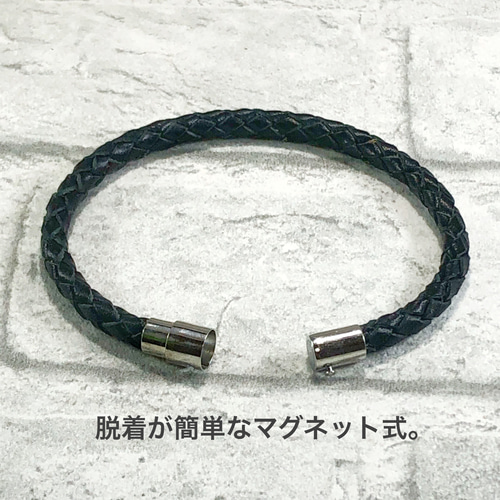本革ヌメ 編み込みレザーブレスレット グリーン ブレスレット