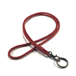 フェミニン ネックストラップ ブルーグリーン 本革 編み込み