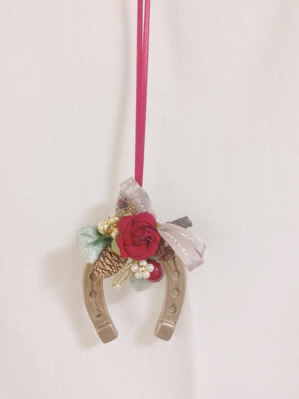 薔薇のホースシュー オーナメント クリスマス 魔除け クリスマスツリー