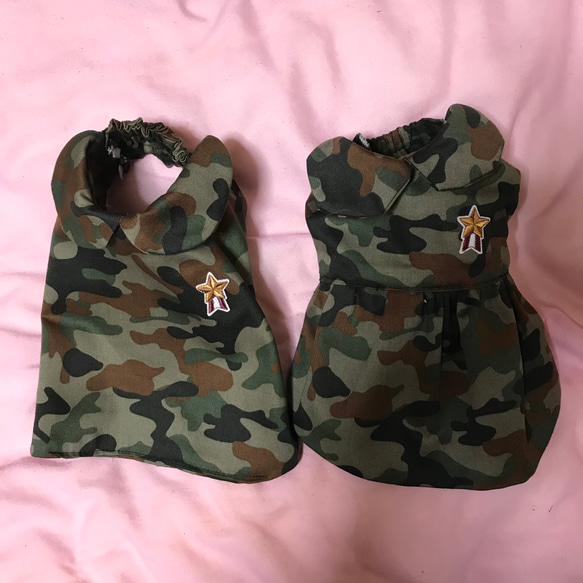 ☆着せやすい犬服☆わんことサバゲー⁉️ミリタリー柄スモック