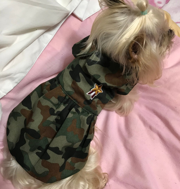 ★着せやすい犬服☆わんことサバゲー⁉️ミリタリー柄スモック＆ワンピース★ 4枚目の画像