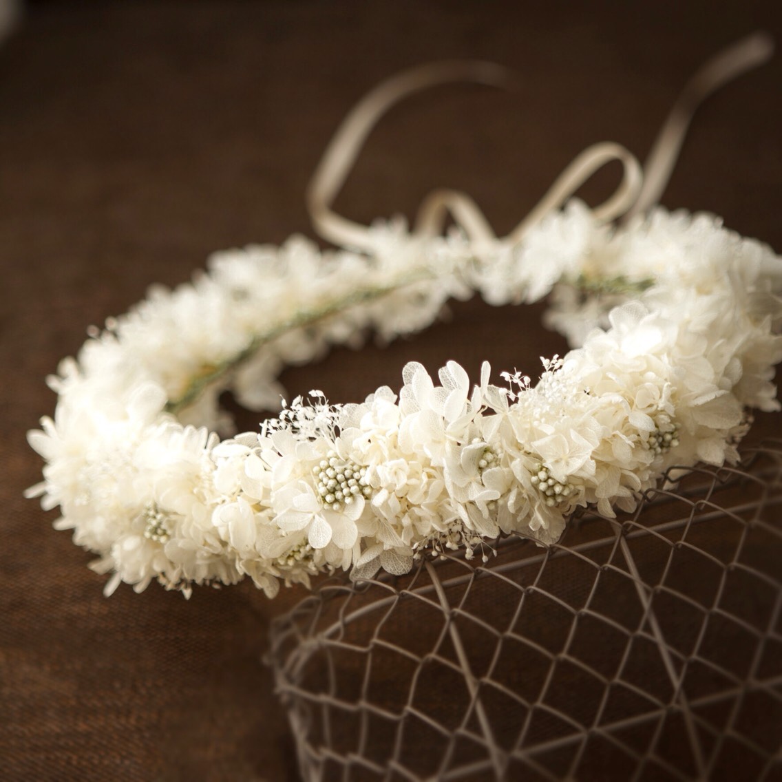 アイボリーホワイトのふんわり花冠 オーダー受付