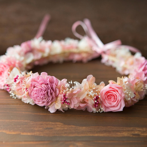 パープルxピンクローズの花冠 オーダー受付 ヘッドドレス 