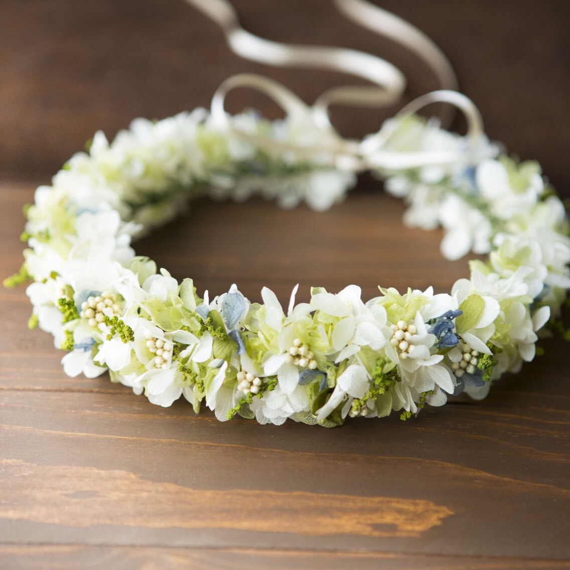 スプリンググリーン×ネイビーの爽やかな花冠 オーダー受付