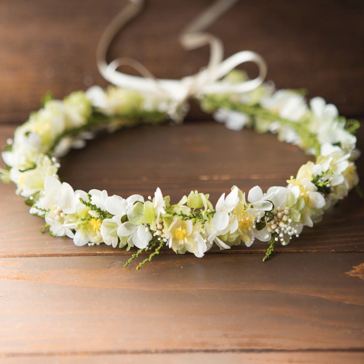 スプリンググリーン×イエローの爽やかな細み花冠 オーダー受付 11,000円