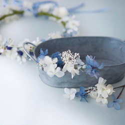 ロイヤルブルーとラベンダーの花冠 ヘッドパーツ付 3枚目の画像