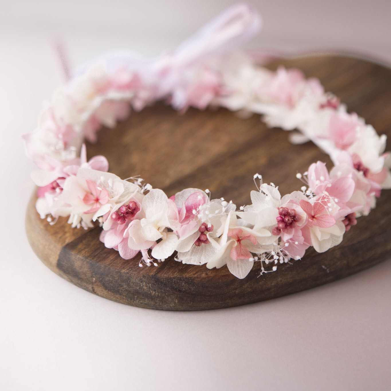 子供用 ミルキーピンクの花冠 髪飾り