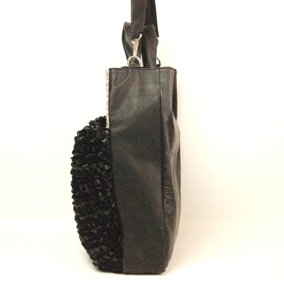 【受注制作】embrace（エンブレイス） 手編み　レザーニッティング 　ビッグトートBag 受注制作 Knitting