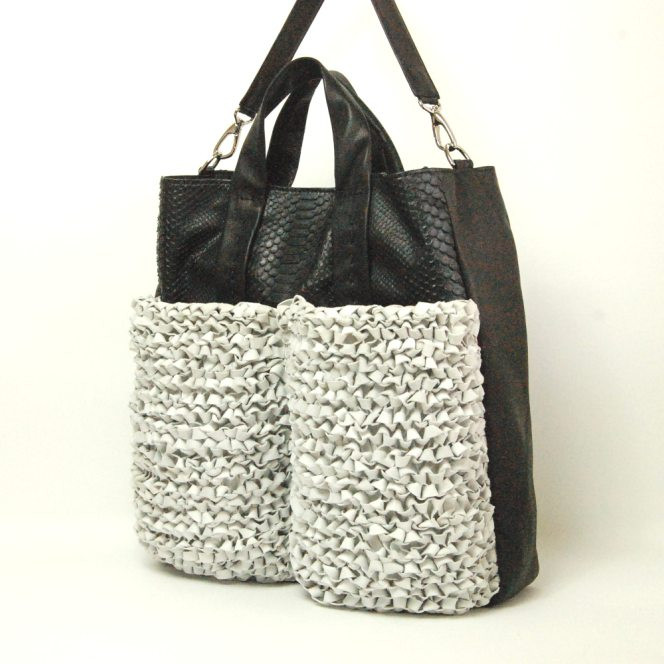 【受注制作】embrace（エンブレイス） 手編み　レザーニッティング 　ビッグトートBag