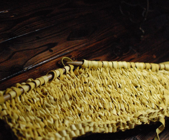 【受注制作】embrace（エンブレイス） 手編み　レザーニッティング 　ビッグトートBag Knitting