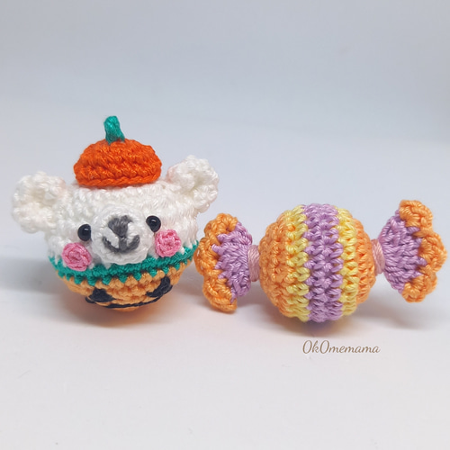 ハロウィン カボチャくま キャンディ あみぐるみ ヘアゴム（ベビー 