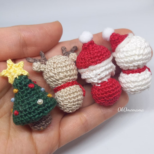 単品☆クリスマス サンタ ツリー トナカイ 雪だるま あみぐるみ