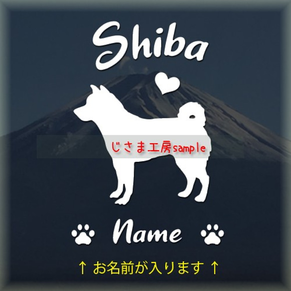 柴犬のかわいい白色ステッカー!!アルファベット文字がかわいい‼お名前お入れします☆色の変更可能です。 1枚目の画像