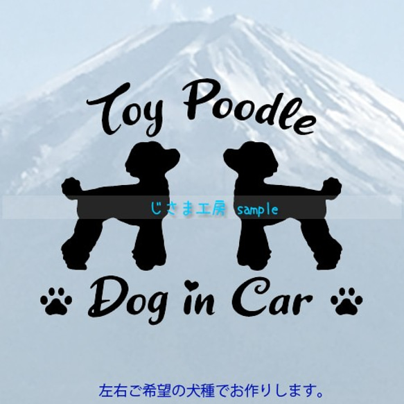 【同一犬種】　かわいい愛犬2頭飼い『Dog　in　Car』シルエットステッカー【トイプードル】 1枚目の画像