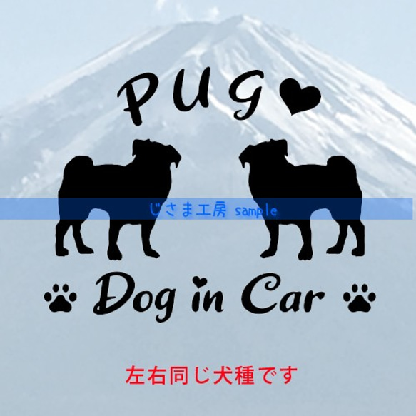 【同一犬種】　かわいい愛犬2頭飼い『Dog　in　Car』シルエットステッカー 1枚目の画像