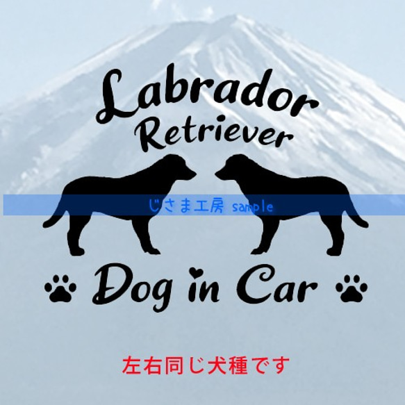 【同一犬種】　かわいい愛犬2頭飼い『Dog　in　Car』シルエットステッカー 1枚目の画像