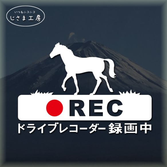 お馬さんの白色シルエットステッカー煽り運転防止!!ドライブレコーダー録画中 1枚目の画像