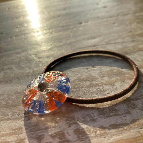 馬蹄（ホースシュー ）模様のヘアゴム【luckyBLUEOrange】チェコ