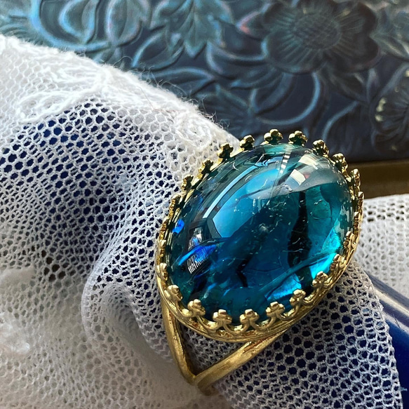 希少新色》ドラゴンブレス 小さな宇宙の大きめリング【Aqua parade  