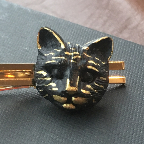 猫好きさんに！　キャットフェイスのネクタイピン　ドイツボタン　エジプト猫 2枚目の画像