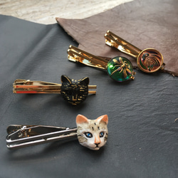 猫好きさんに！　キャットフェイスのネクタイピン　ドイツボタン　エジプト猫 6枚目の画像
