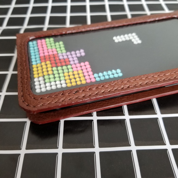 TETRIS　　牛革手帳型ケース　iphoneX.Xs用　　 2枚目の画像