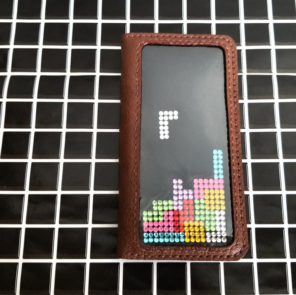 TETRIS　　牛革手帳型ケース　iphoneX.Xs用　　 5枚目の画像