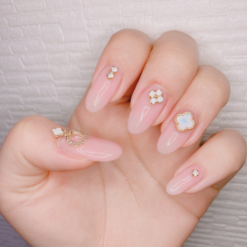 ネイルチップ　オーダー　韓国　フレンチネイル　シンプル　クローバー ネイルチップ オーダー 韓国 フレンチネイル シンプル