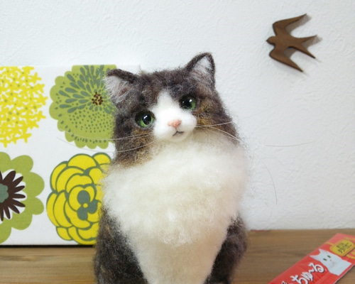 リアル羊毛フェルト猫　No.2 ノルウェージャン　キャリコ リアル羊毛フェルト猫 No.2 ノルウェージャン キャリコ