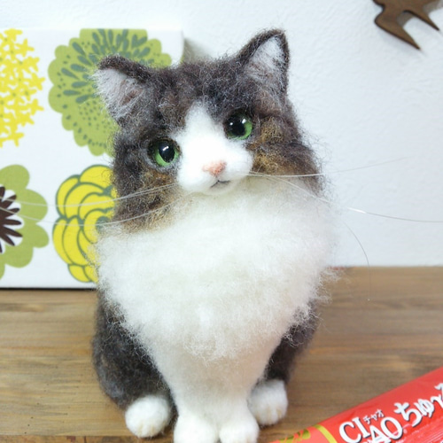 リアル羊毛フェルト猫　No.2 ノルウェージャン　キャリコ リアル羊毛フェルト猫 No.2 ノルウェージャン キャリコ ノルウェー