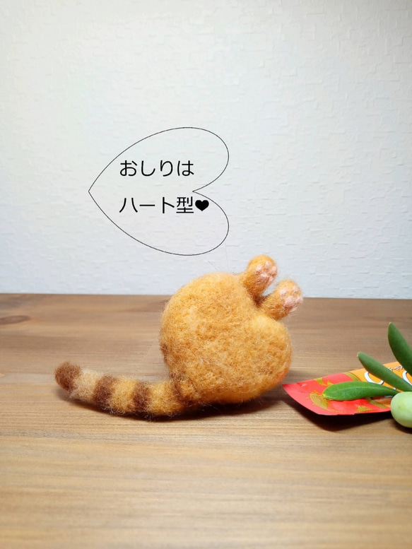 【ほっこり癒しのミニねこ】茶トラ猫　お座りver.【羊毛フェルト】【猫】 9枚目の画像